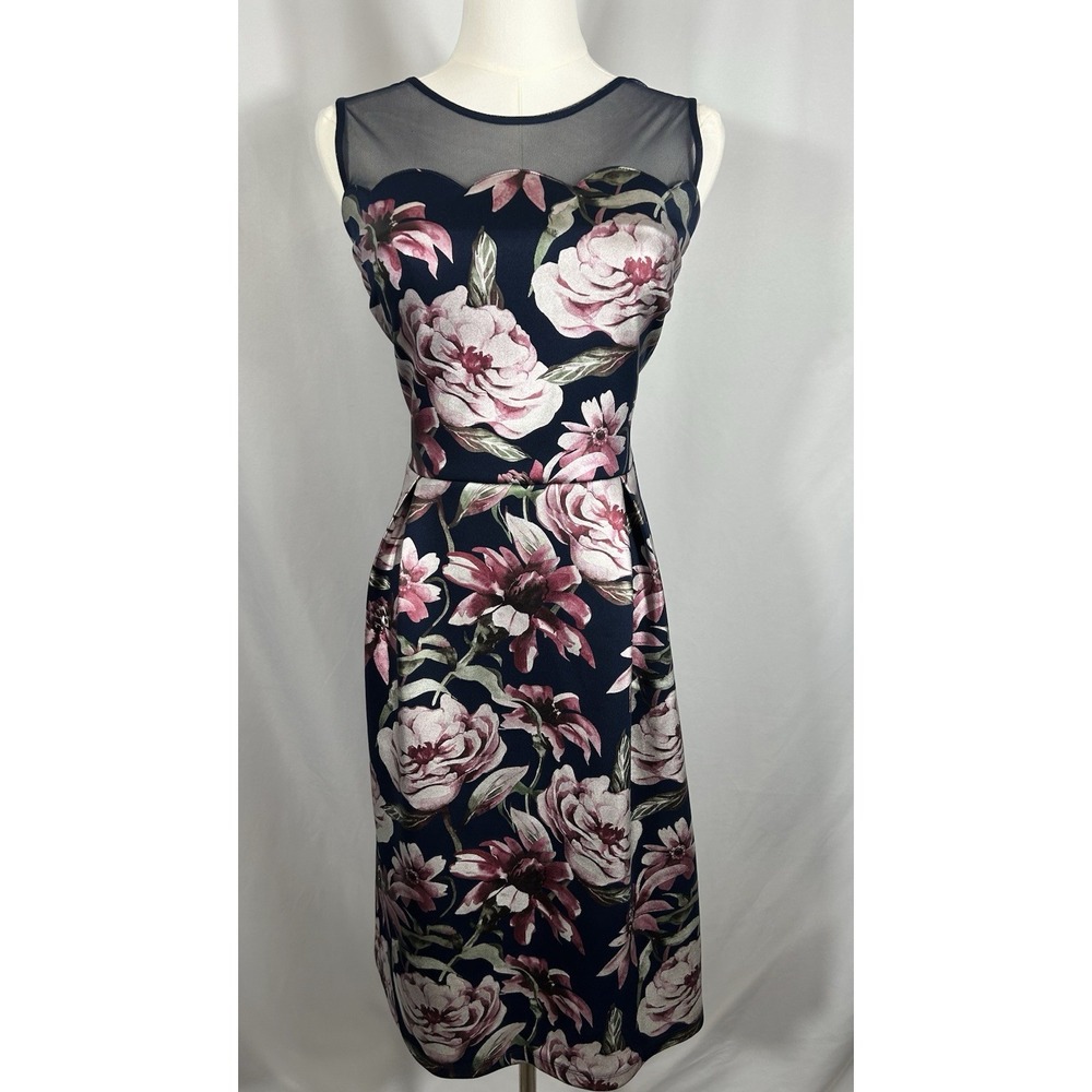 Enfocus Womens Dark‎ Floral Cocktail Dress Size 12 Wedding Guest Church Feminine